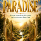Book cover for 'Paradise' featuring large gold lettering, ornate gates opening to a sunlit garden and distant city—about life after death by Naeem Nasir.